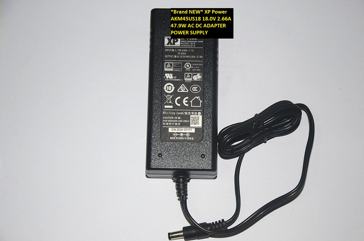 *Brand NEW*POWER SUPPLY 47.9W XP Power 18.0V 2.66A AKM45US18 AC DC ADAPTER